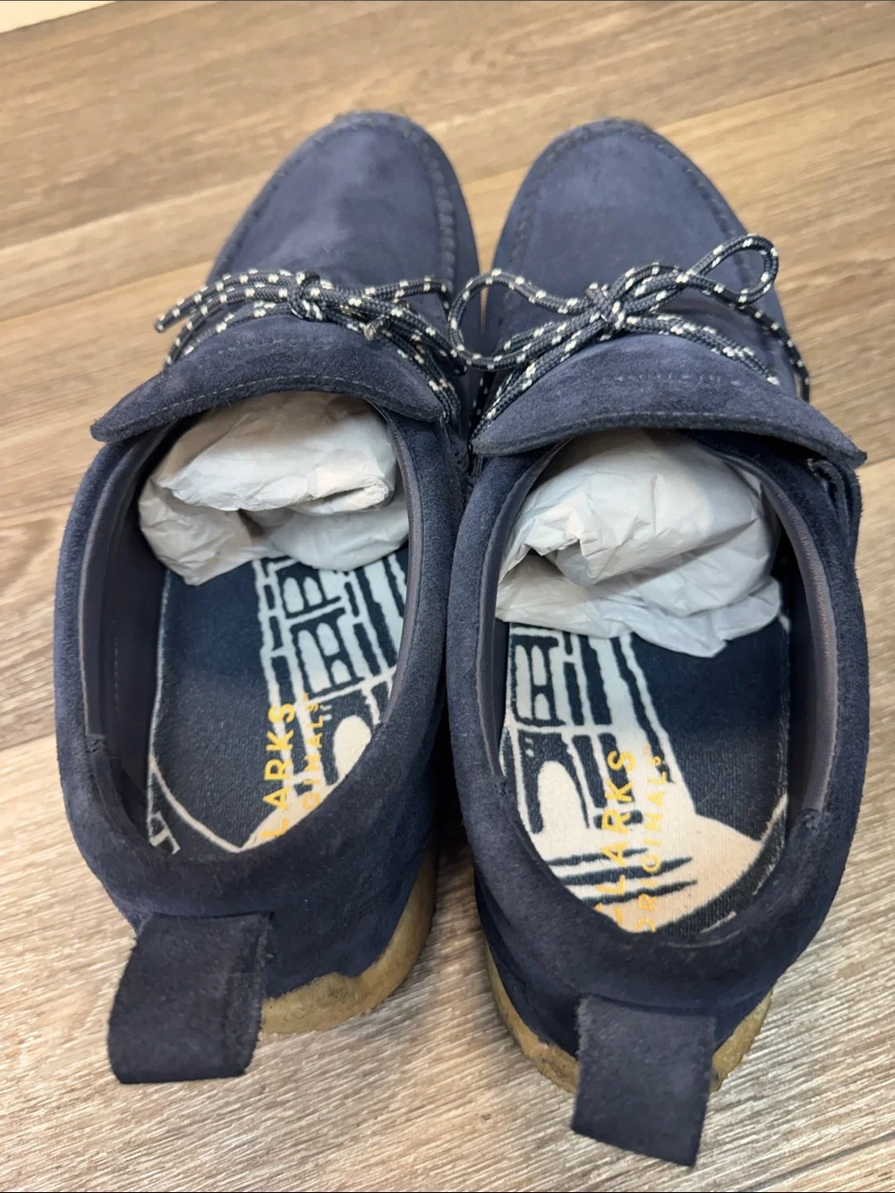 Clarks Originals Navy Suede  Lace-Up Shoes men’s sz 14